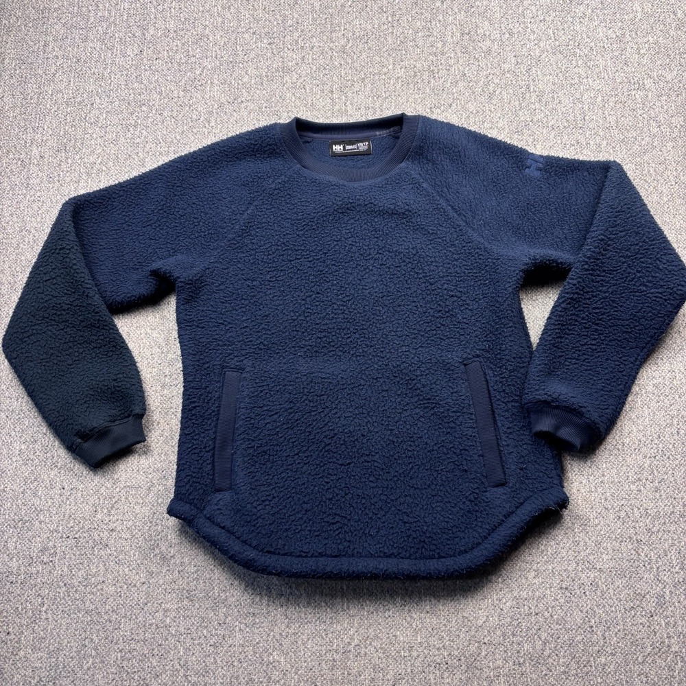 Helly Hansen HH Fleece Crewneck Pullover Navy Sherpa Thermal Sweater Men's XS